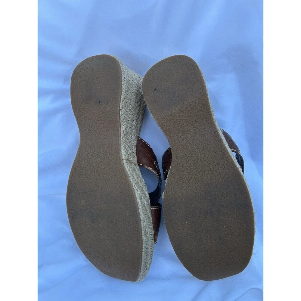 Vtg Y2K 90's MIA Brown Leather Chunky Platform Sandal Slides Size 8M